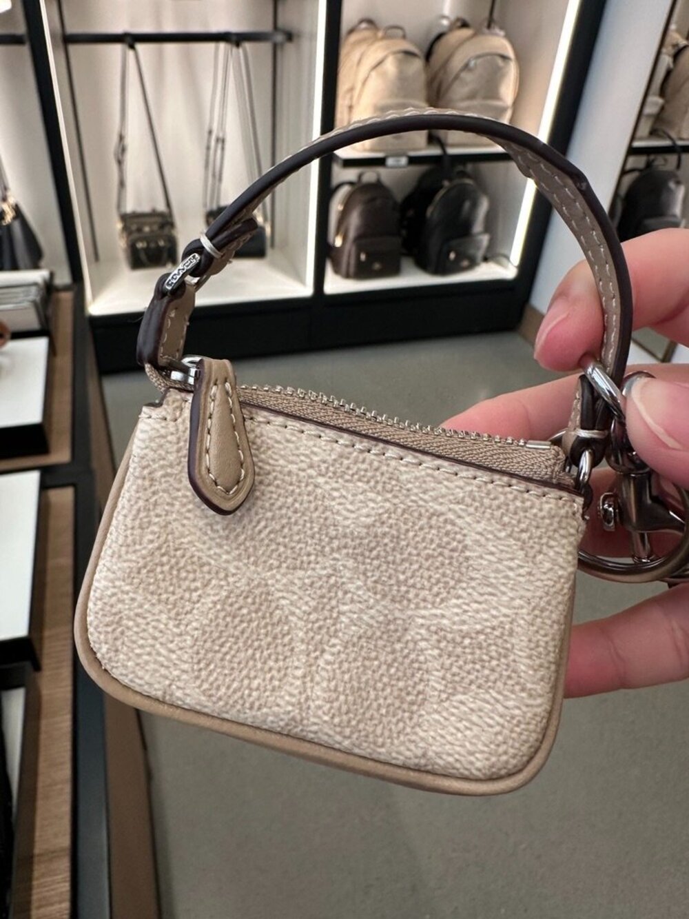NWT! Coach CX067 Mini Nolita Bag Charm In Signature Chambray Silver/Sand - Picture 4 of 7
